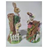 Fitz and Floyd Classic Easter Old World Rabbits Candle Holders