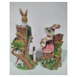 Fitz and Floyd Classic Easter Old World Rabbits Candle Holders