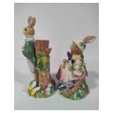 Fitz and Floyd Classic Easter Old World Rabbits Candle Holders