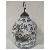 Large Vintage Wisteria Chinese Blue & White Chinoiserie Style Porcelain Bird Cage