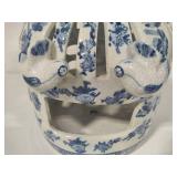 Large Vintage Wisteria Chinese Blue & White Chinoiserie Style Porcelain Bird Cage
