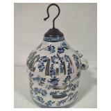 Large Vintage Wisteria Chinese Blue & White Chinoiserie Style Porcelain Bird Cage