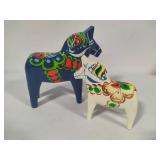 Set of Hand Carved and Painted Swedish Dala Horses