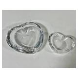 Two Orrefors Crystal Heart Shaped Bowls