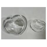 Two Orrefors Crystal Heart Shaped Bowls
