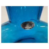 Vintage Blenko Blue Art Glass Double Spout Water Pitcher