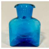 Vintage Blenko Blue Art Glass Double Spout Water Pitcher