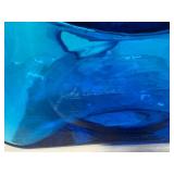 Vintage Blenko Blue Art Glass Double Spout Water Pitcher