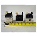 Three KLM Blue Delft by Bols Miniature Houses