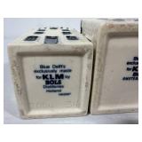 Three KLM Blue Delft by Bols Miniature Houses