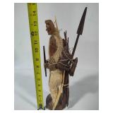 Hand Carved Wooden Tribal Hunter