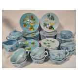 West German Majolica Birds & Grapes Snack Sets