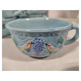 West German Majolica Birds & Grapes Snack Sets