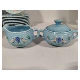 West German Majolica Birds & Grapes Snack Sets