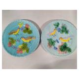 West German Majolica Birds & Grapes Snack Sets