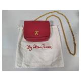 Paloma Picasso Red Leather Shoulder/Crossbody Purse w/Gold Chain Strap