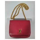 Paloma Picasso Red Leather Shoulder/Crossbody Purse w/Gold Chain Strap