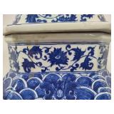 Hex Lidded Porcelain Blue & White Vase/Jar