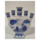 Chinese Blue & White Porcelain Chinoiserie Five Finger Vase
