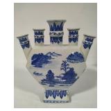 Chinese Blue & White Porcelain Chinoiserie Five Finger Vase