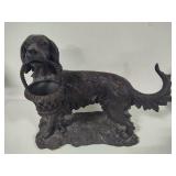 Expo Faux Bronze English Setter Hunting Dog w/Basket Statue