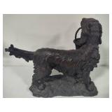 Expo Faux Bronze English Setter Hunting Dog w/Basket Statue