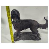 Expo Faux Bronze English Setter Hunting Dog w/Basket Statue