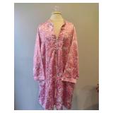 Miss Elaine Zip Front Pink Paisley Robe (Size XL)