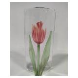 Mats Jonasson Pink Tulip Glass Sculpture