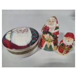 Mikasa Trinket Box & Two Hinged Santa Trinket Boxes