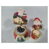 Mikasa Trinket Box & Two Hinged Santa Trinket Boxes