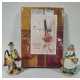 Fitz & Floyd Thanksgiving Salt & Pepper Shakers & 72" Square Tablecloth *New in Packaging*
