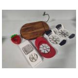 Wooden Cheese Slicer, Apple Corrers, Strawberry/Egg Slicers