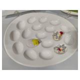 Fitz & Floyd Asparagus Serving Tray + Two Deviled Egg Servers