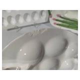 Fitz & Floyd Asparagus Serving Tray + Two Deviled Egg Servers