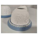 Wedgewood Blue Jasperware Set of Three Dancing Hours Tea Light Holders