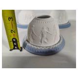 Wedgewood Blue Jasperware Set of Three Dancing Hours Tea Light Holders