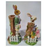 Fitz & Floyd "Old World Rabbits" Collectible Candle Holders