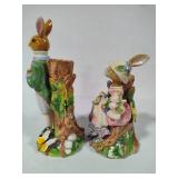 Fitz & Floyd "Old World Rabbits" Collectible Candle Holders