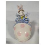 Fitz & Floyd Easter Rabbit Pink Polka Dot Lidded Dishes