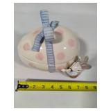 Fitz & Floyd Easter Rabbit Pink Polka Dot Lidded Dishes