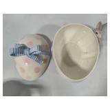Fitz & Floyd Easter Rabbit Pink Polka Dot Lidded Dishes