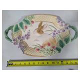 Fitz & Floyd "Essentials" Bunny Platter w/Handles & "Omnibus" Bunny Plate