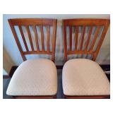 Two Stackmore Fold Up Wood Upholstered Chairs