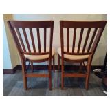 Two Stackmore Fold Up Wood Upholstered Chairs