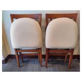 Two Stackmore Fold Up Wood Upholstered Chairs