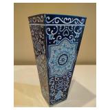 Amia Hand Painted Blue Glass Vase