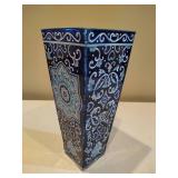 Amia Hand Painted Blue Glass Vase