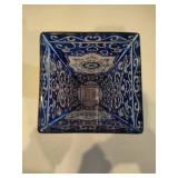 Amia Hand Painted Blue Glass Vase