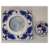 Blue & White Ceramic Ginger Jar w/Lid